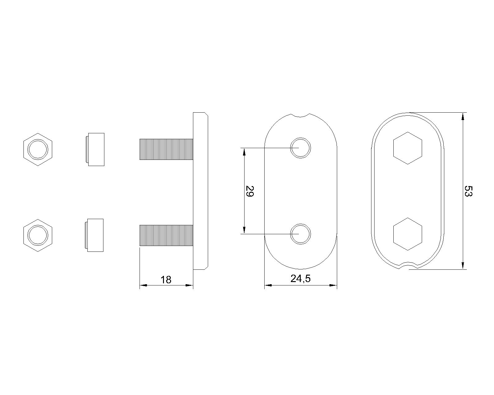 Backplate 29mm with M6 Stainless Steel Nyloc specs